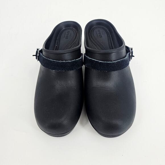 Crocs Sarah Clogs Shoes Womens Size 8 Black Mules Slip-On Dual Comfort Nurse - Picture 3 of 8